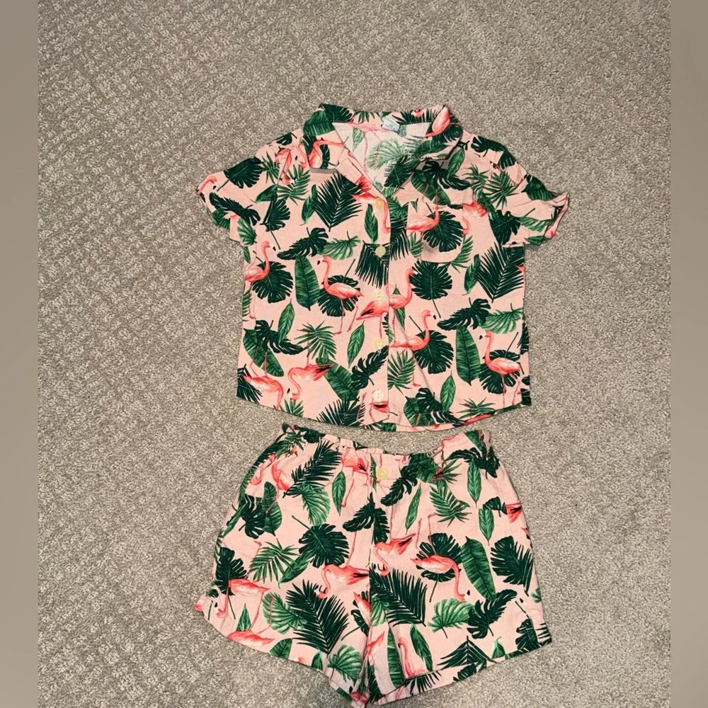 Kids Tropical Flamingo Matching Set Size 5T - Picture 1 of 8